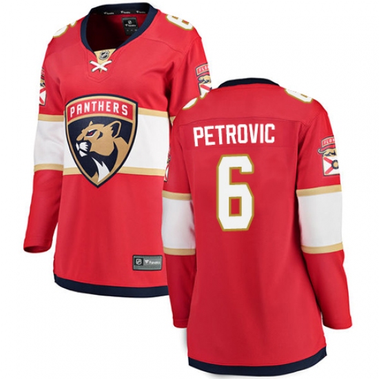 Women's Florida Panthers 6 Alex Petrovic Fanatics Branded Red Home Breakaway NHL Jersey