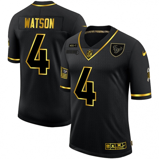 Men's Houston Texans 4 Deshaun Watson Olive Gold Nike 2020 Salute To Service Limited Jersey