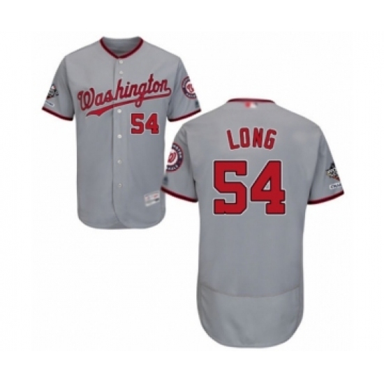 Men's Washington Nationals 54 Kevin Long Grey Road Flex Base Authentic Collection 2019 World Series Champions Baseball Jersey