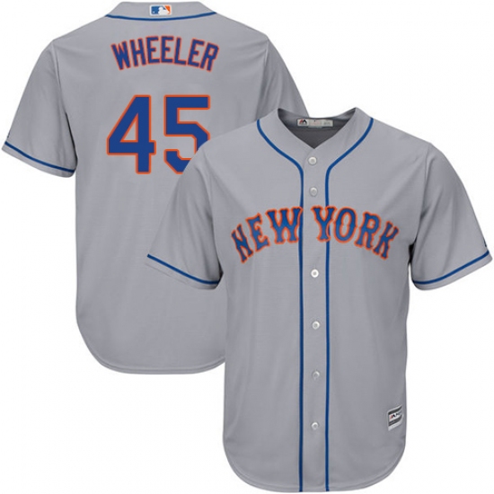 Men's Majestic New York Mets 45 Zack Wheeler Replica Grey Road Cool Base MLB Jersey