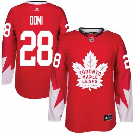 Men's Adidas Toronto Maple Leafs 28 Tie Domi Authentic Red Alternate NHL Jersey