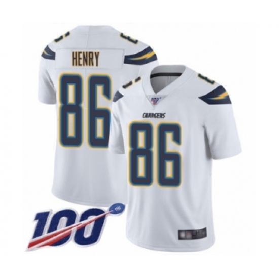 Men's Los Angeles Chargers 86 Hunter Henry White Vapor Untouchable Limited Player 100th Season Football Jersey