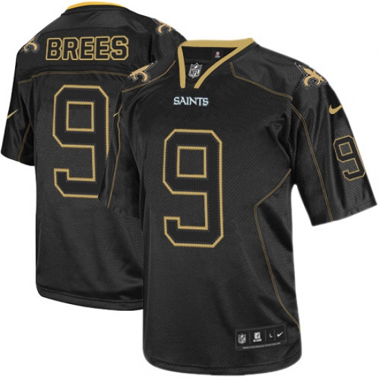 Men's Nike New Orleans Saints 9 Drew Brees Elite Lights Out Black NFL Jersey