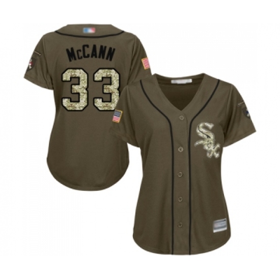 Women's Chicago White Sox 33 James McCann Authentic Green Salute to Service Baseball Jersey