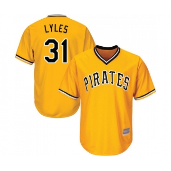 Men's Pittsburgh Pirates 31 Jordan Lyles Replica Gold Alternate Cool Base Baseball Jersey