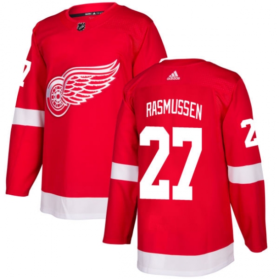 Men's Adidas Detroit Red Wings 27 Michael Rasmussen Authentic Red Home NHL Jersey