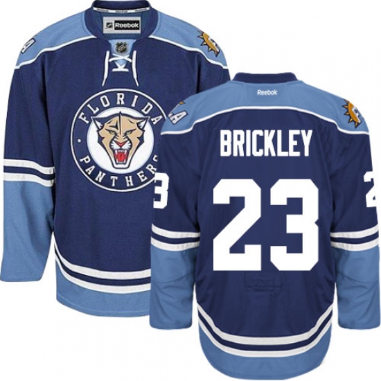 Men's Reebok Florida Panthers 23 Connor Brickley Premier Navy Blue Third NHL Jersey