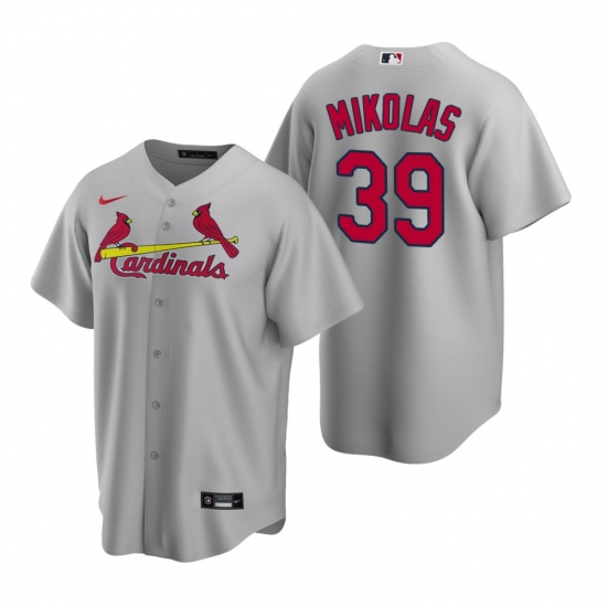 Men's Nike St. Louis Cardinals 39 Miles Mikolas Gray Road Stitched Baseball Jersey