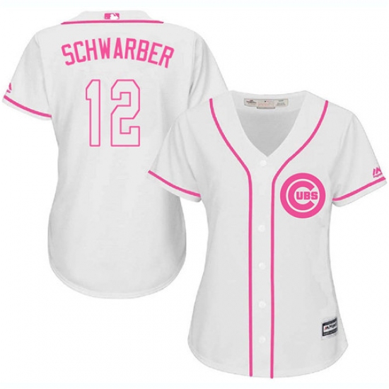 Women's Majestic Chicago Cubs 12 Kyle Schwarber Authentic White Fashion MLB Jersey