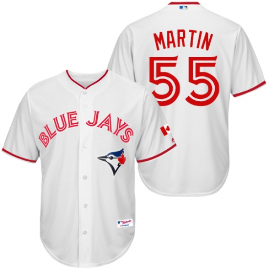 Men's Majestic Toronto Blue Jays 55 Russell Martin Replica White 2015 Canada Day MLB Jersey