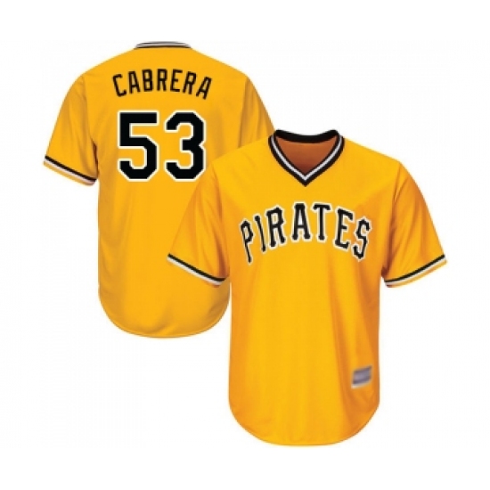 Men's Pittsburgh Pirates 53 Melky Cabrera Replica Gold Alternate Cool Base Baseball Jersey