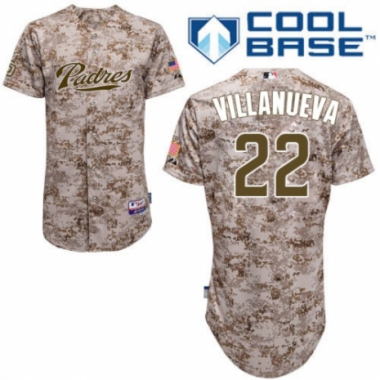 Men's Majestic San Diego Padres 22 Christian Villanueva Replica Camo Alternate 2 Cool Base MLB Jersey