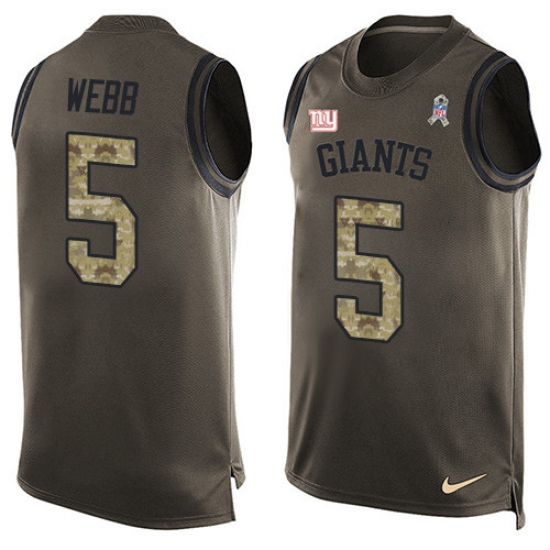 Men's Nike New York Giants 5 Davis Webb Limited Green Salute to Service Tank Top NFL Jersey