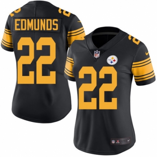 Women's Nike Pittsburgh Steelers 22 Terrell Edmunds Limited Black Rush Vapor Untouchable NFL Jersey