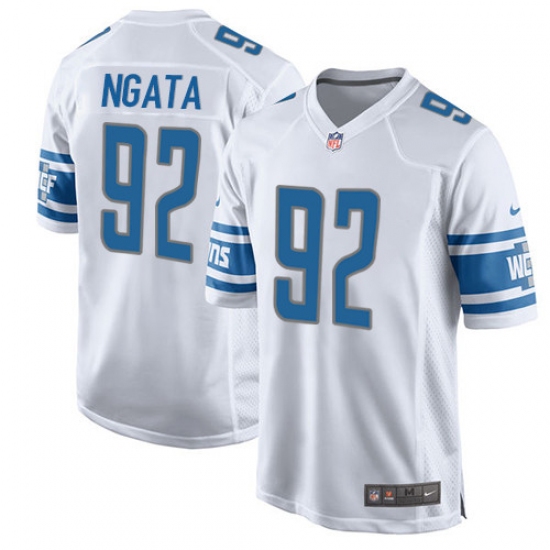 Men's Nike Detroit Lions 92 Haloti Ngata Game White NFL Jersey