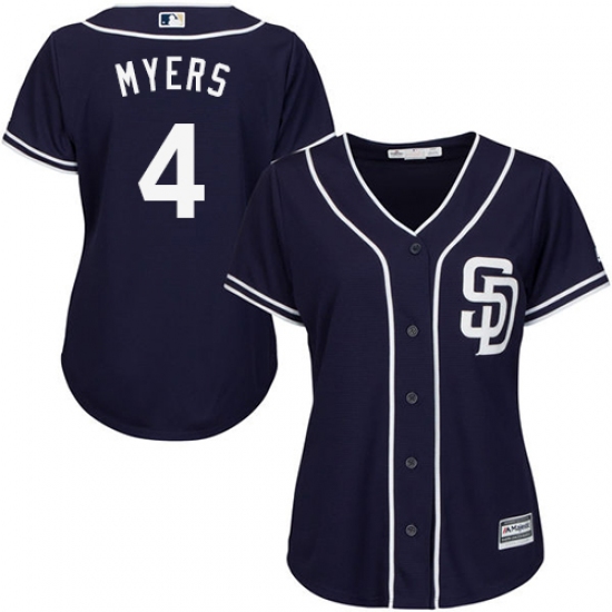 Women's Majestic San Diego Padres 4 Wil Myers Authentic Navy Blue Alternate 1 Cool Base MLB Jersey