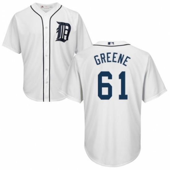 Men's Majestic Detroit Tigers 61 Shane Greene Replica White Home Cool Base MLB Jersey