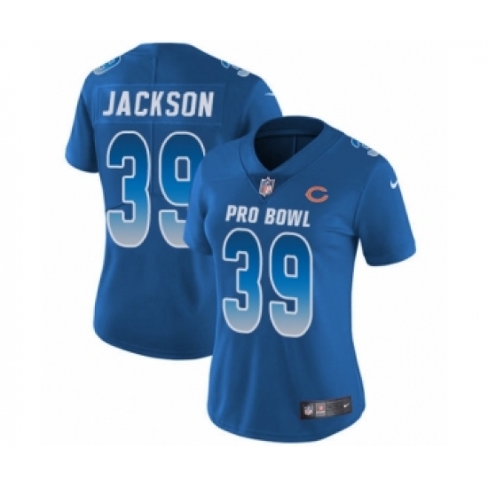 Women's Nike Chicago Bears 39 Eddie Jackson Limited Royal Blue NFC 2019 Pro Bowl NFL Jersey