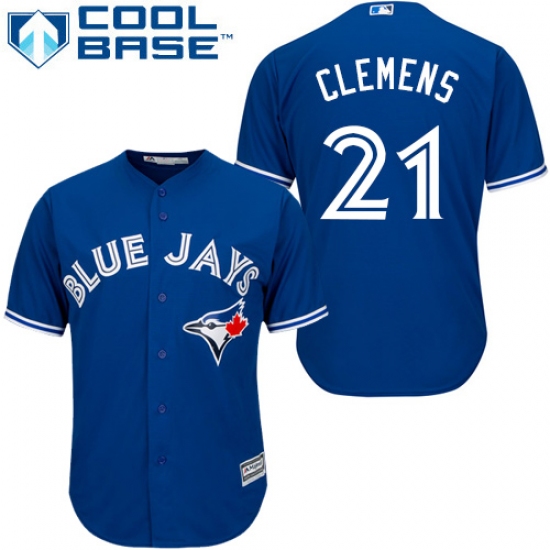 Men's Majestic Toronto Blue Jays 21 Roger Clemens Replica Blue Alternate MLB Jersey