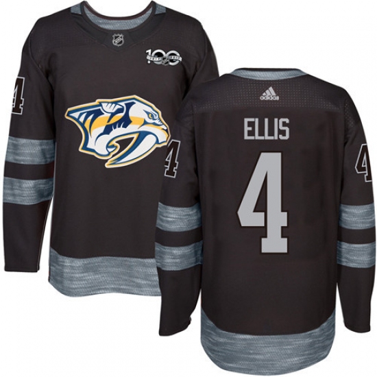 Men's Adidas Nashville Predators 4 Ryan Ellis Authentic Black 1917-2017 100th Anniversary NHL Jersey