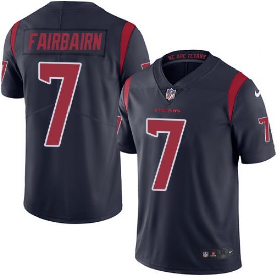 Men's Nike Houston Texans 7 Ka'imi Fairbairn Elite Navy Blue Rush Vapor Untouchable NFL Jersey