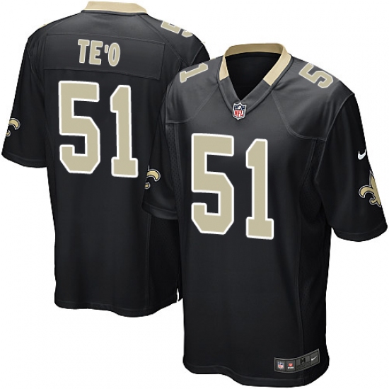 Men's Nike New Orleans Saints 51 Manti Te'o Game Black Team Color NFL Jersey