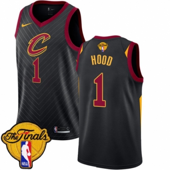 Men's Nike Cleveland Cavaliers 1 Rodney Hood Authentic Black 2018 NBA Finals Bound NBA Jersey Statement Edition