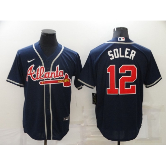 Men's Atlanta Braves 12 Jorge Soler Blue Nike MLB Jersey