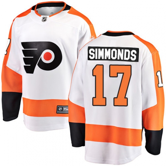 Youth Philadelphia Flyers 17 Wayne Simmonds Fanatics Branded White Away Breakaway NHL Jersey