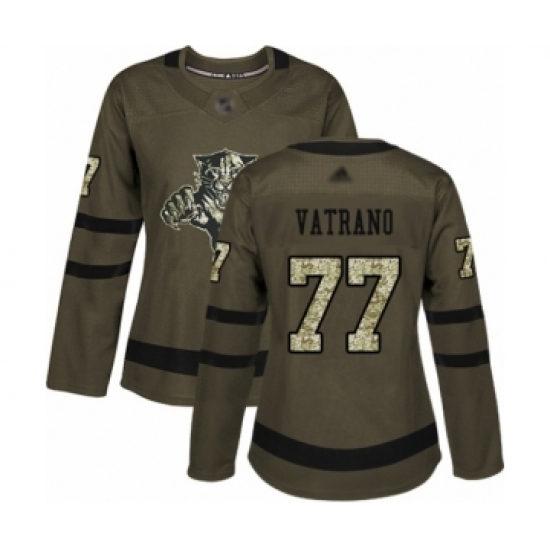 Women's Florida Panthers 77 Frank Vatrano Authentic Green Salute to Service Hockey Jersey