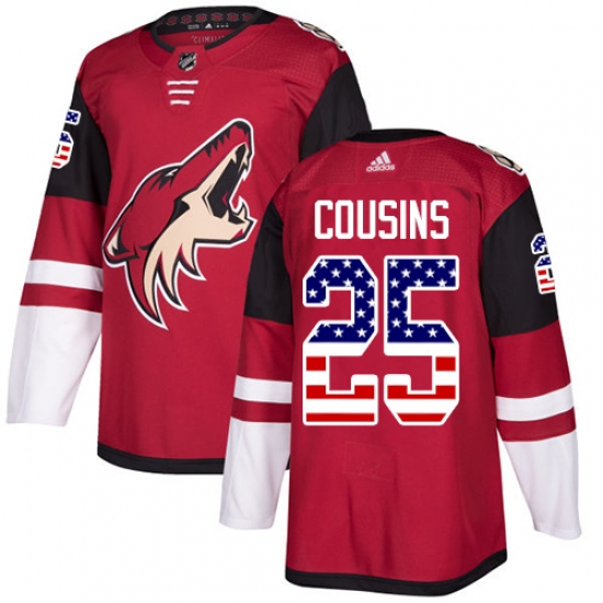 Men's Adidas Arizona Coyotes 25 Nick Cousins Authentic Red USA Flag Fashion NHL Jersey