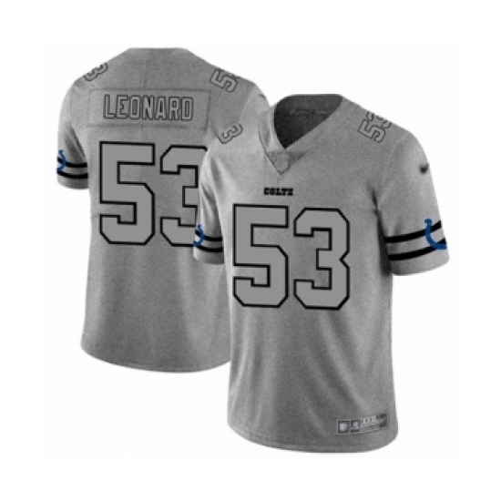 Men's Indianapolis Colts 53 Darius Leonard Limited Gray Team Logo Gridiron Football Jersey