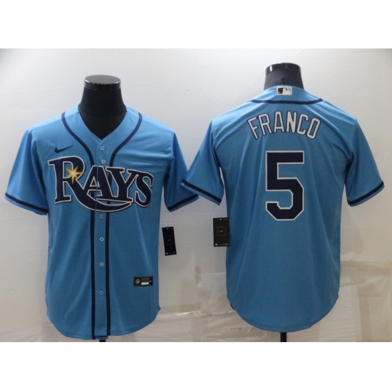 Men's Tampa Bay Rays 5 Wander Franco Blue Stitched Football Jersey