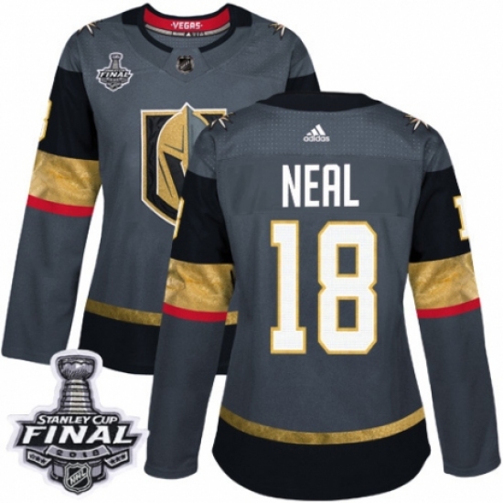 Women's Adidas Vegas Golden Knights 18 James Neal Authentic Gray Home 2018 Stanley Cup Final NHL Jersey