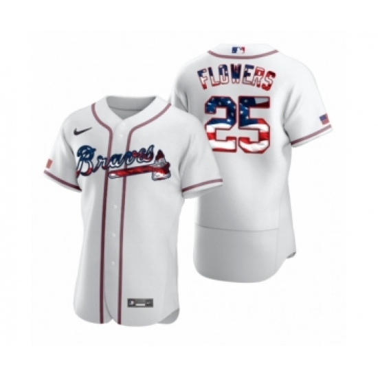 Men's Tyler Flowers 25 Atlanta Braves White 2020 Stars & Stripes 4th of July Jersey