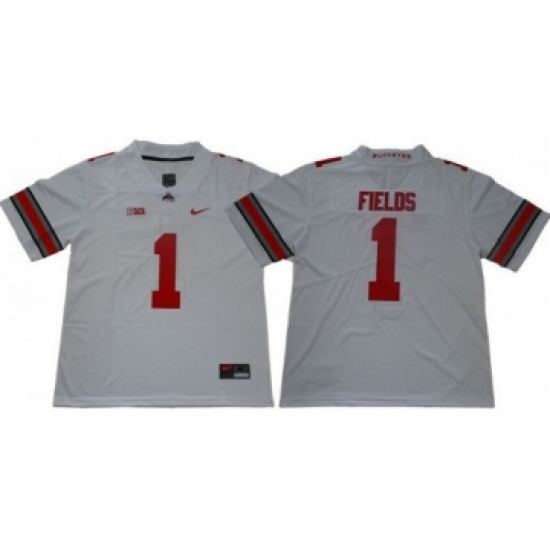 Ohio State Buckeyes 1 Justin Fields Limited College Football White Jersey