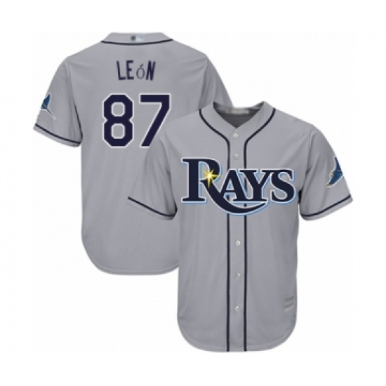 Youth Tampa Bay Rays 87 Jose De Leon Authentic Grey Road Cool Base Baseball Player Jersey