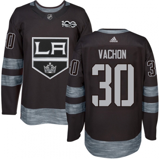 Men's Adidas Los Angeles Kings 30 Rogie Vachon Premier Black 1917-2017 100th Anniversary NHL Jersey