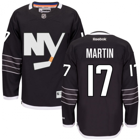 Men's Reebok New York Islanders 17 Matt Martin Authentic Black Third NHL Jersey