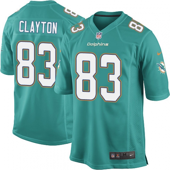 Men's Nike Miami Dolphins 83 Mark Clayton Game Aqua Green Team Color NFL Jersey