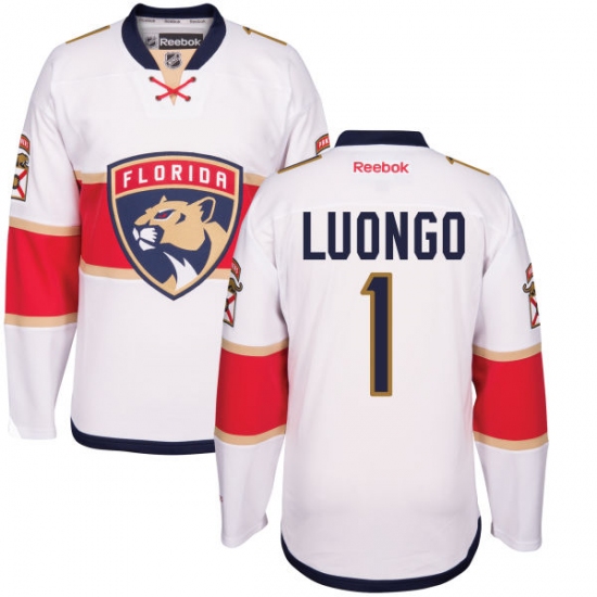 Men's Reebok Florida Panthers 1 Roberto Luongo Authentic White Away NHL Jersey