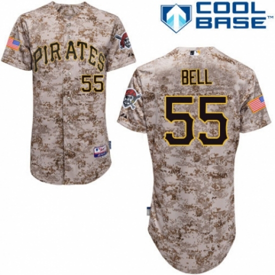 Men's Majestic Pittsburgh Pirates 55 Josh Bell Authentic Camo Alternate Cool Base MLB Jersey