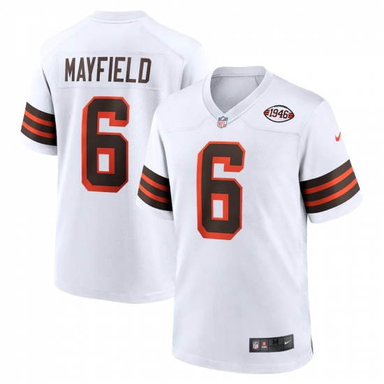 Men's Cleveland Browns 6 Baker Mayfield Nike White 1946 Collection Alternate Limited Jersey