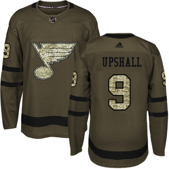 Youth Adidas St. Louis Blues 9 Scottie Upshall Premier Green Salute to Service NHL Jersey