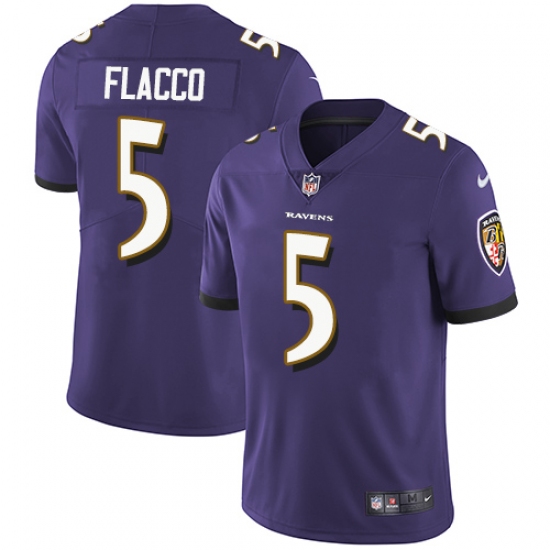 Men's Nike Baltimore Ravens 5 Joe Flacco Purple Team Color Vapor Untouchable Limited Player NFL Jersey