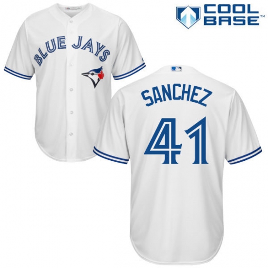 Youth Majestic Toronto Blue Jays 41 Aaron Sanchez Replica White Home MLB Jersey