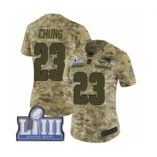 Women's Nike New England Patriots 23 Patrick Chung Limited Camo 2018 Salute to Service Super Bowl LIII Bound NFL Jersey