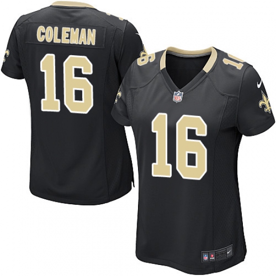 Women's Nike New Orleans Saints 16 Brandon Coleman Game Black Team Color NFL Jersey