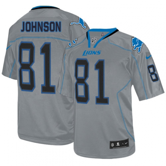 Men's Nike Detroit Lions 81 Calvin Johnson Elite Lights Out Grey NFL Jersey