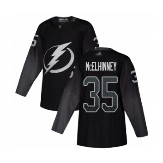 Men's Tampa Bay Lightning 35 Curtis McElhinney Authentic Black Alternate Hockey Jersey